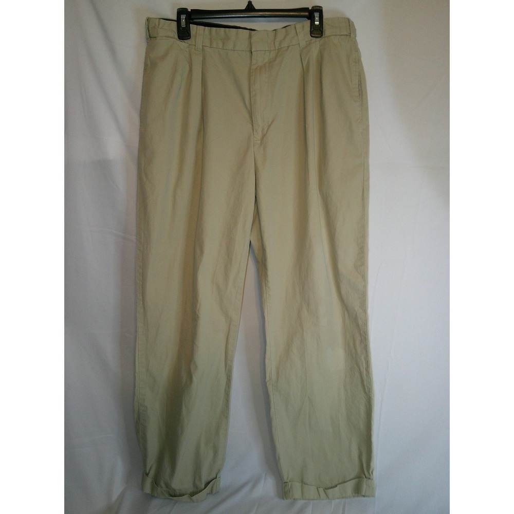 Vintage Tommy Hilfiger Mens Pleated Khaki Pants 38x31 Cotton Blend Paisley Liner